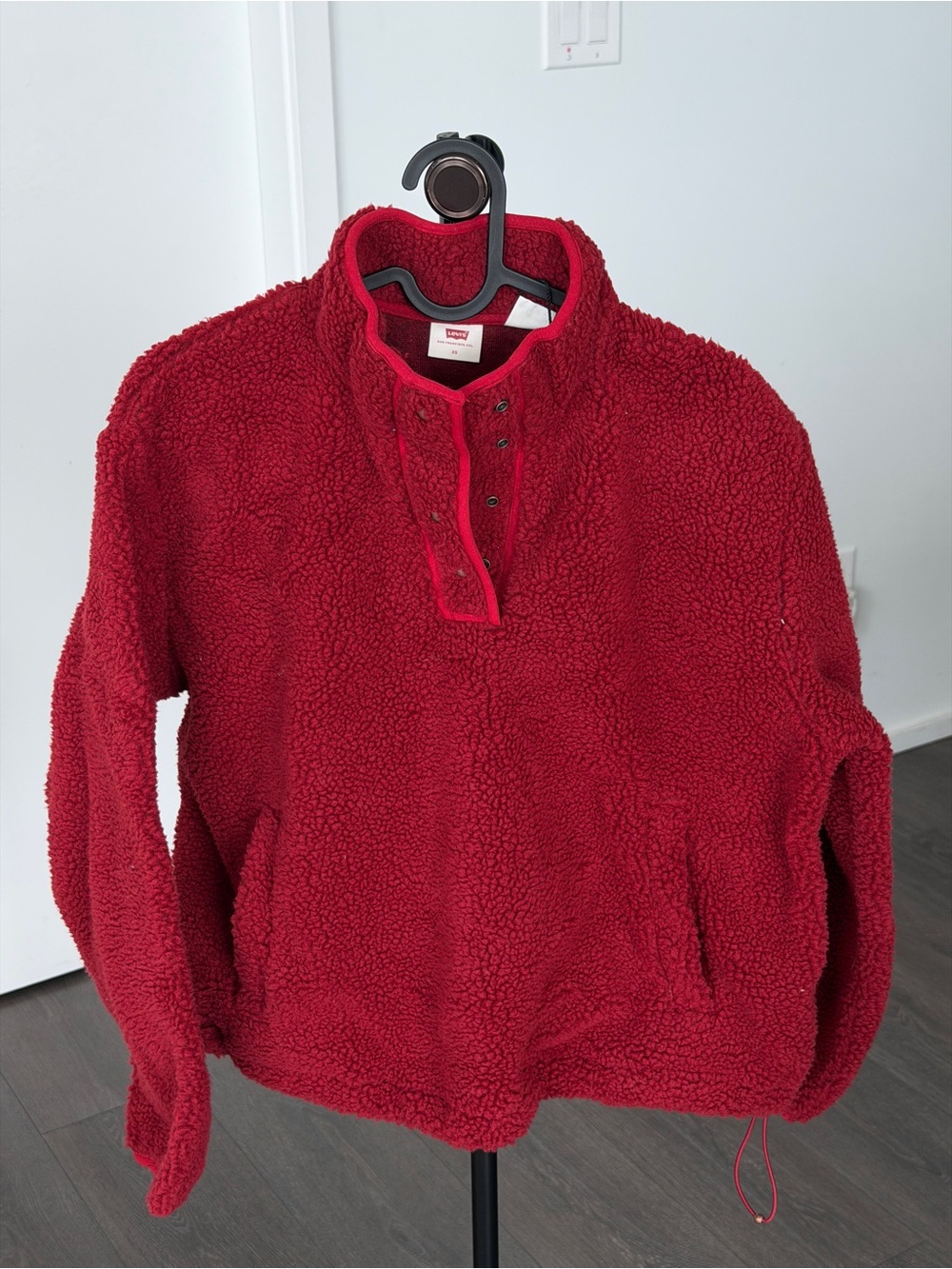 Red Sherpa Pullover Fleece Sweater - Women's